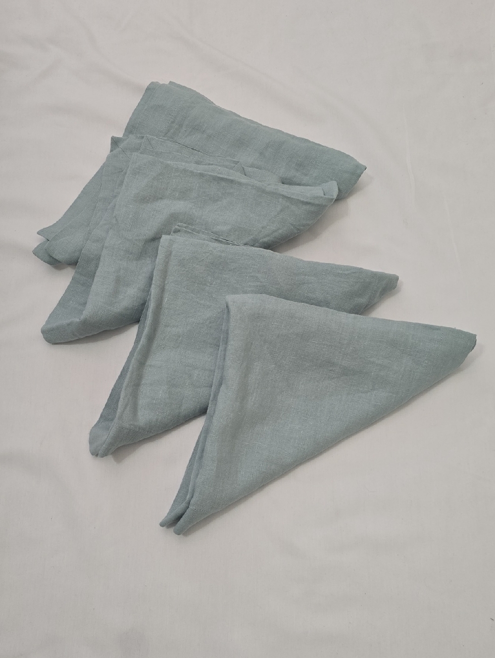 Crate&Barrel Blue Mist Linen Napkins - Set of 4